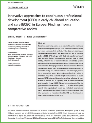 Innovative approaches to continuous professional development (CPD) in early childhood education and care (ECEC) in Europe Findings from a comparative review