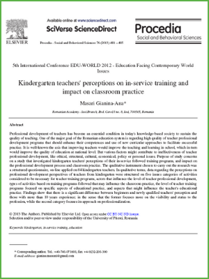 Kindergarten teachers' perceptions on in-service training and impact on classroom practice