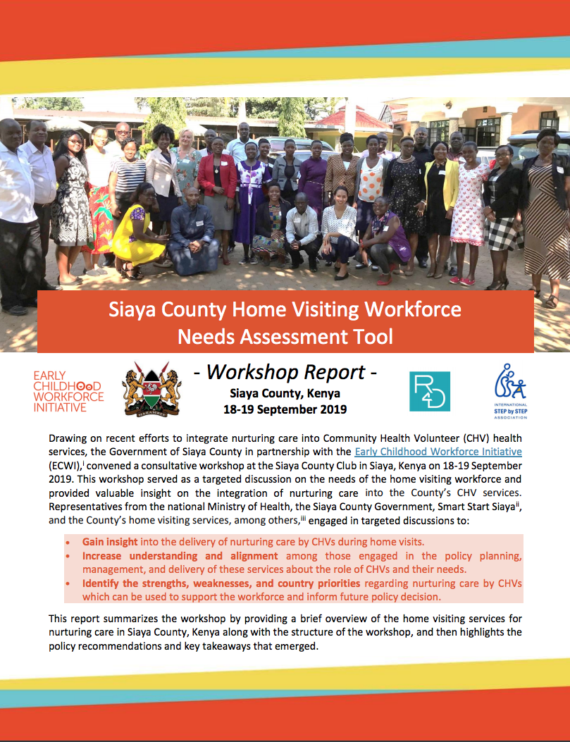 Siaya County - Workshop ECWI Home Visiting Workforce Needs Assessment Tool