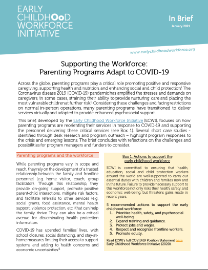 Supporting the Workforce - Parenting Programs Adapt to COVID-19